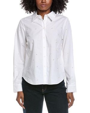 Cece Embellished Button Shirt - White