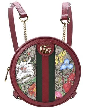 Gucci Floral Supreme Gg Canvas & Leather Backpack - Red