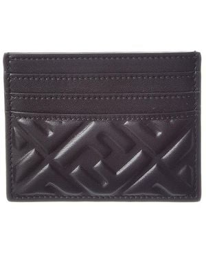 Fendi Leather Card Case - Gray