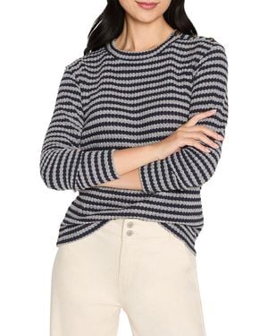 NIC+ZOE Petite Texture Stripe Button Shoulder Top - Multicolour