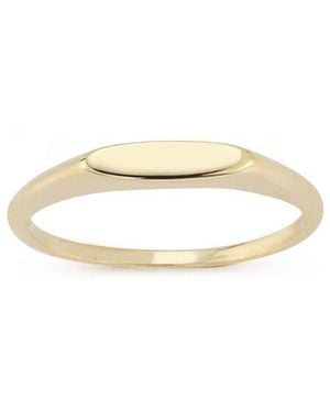 Italian Gold 14K Flat Dome Signet Ring - White