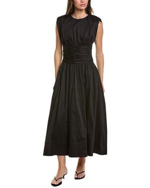 Toccin Evangeline Strong Shoulder Midi Dress - Black
