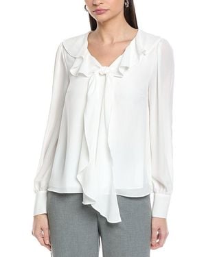 Cece Ruffle Tie V-Neck Top - White