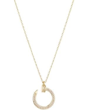 Adornia 14K Plated Cz Curved Nail Necklace - Metallic