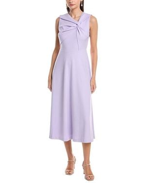 Anne Klein Twist Front A Line Modern Midi Dress - Purple