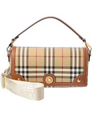 Burberry Check E-Canvas & Leather Shoulder Bag - Metallic