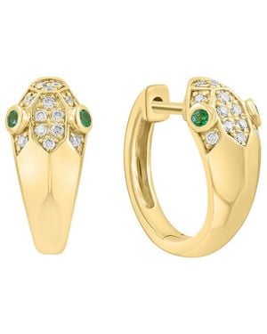 Effy Fine Jewelry 14K 0.19 Ct. Tw. Diamond & Emerald Earrings - Metallic