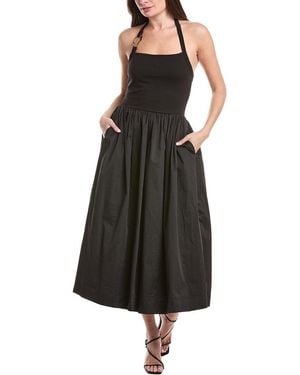 En Saison Leah Mixed Media Midi Dress - Black