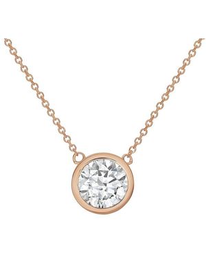 Diana M. Jewels Diana M. 14K Rose 2.00 Ct. Tw. Lab-Grown Diamond Solitaire Bezel Pendant - Metallic