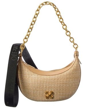 Off-White c/o Virgil Abloh Hemisphere Straw & Leather Shoulder Bag - Metallic