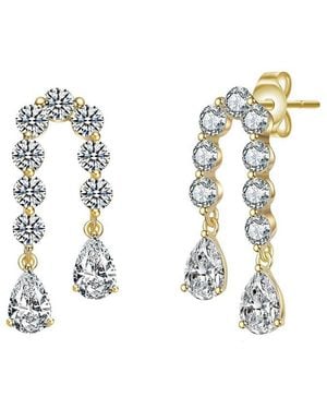 Rachel Glauber 14K Plated Cz Drop Earrings - Metallic