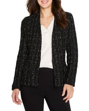 NIC+ZOE Petite Metallic Grid Knit Jacket - Black