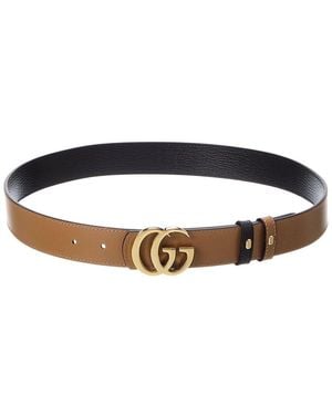 Gucci Gg Reversible Leather Belt - Black