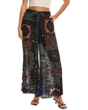 Johnny Was Axelle Burnout Silk-Blend Pant - Black