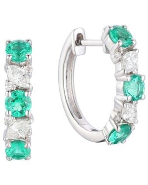 Gregg Ruth 14K 1.36 Ct. Tw. Diamond & Emerald Huggie Earring - Blue