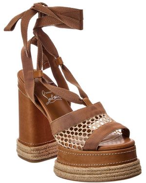 Christian Louboutin Mesh Platform Sandal - Brown