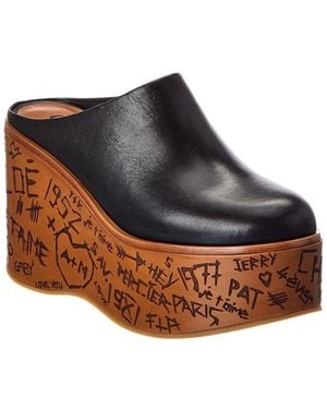 Chloé Maxime Leather Wedge Mule - Blue