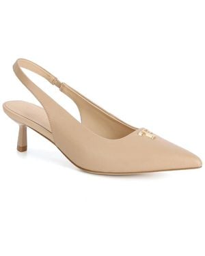 Tiffany & Fred Paris Leather Slingback Kitten Heel Pump - Natural