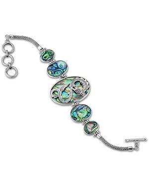 Samuel B. Jewelry Sterling Abalone Oval Dragon Bracelet - Metallic