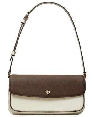 Tory Burch Color-Block Leather Flap Shoulder Bag - Metallic