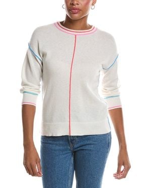InCashmere 3/4-Sleeve Cashmere Pullover - White