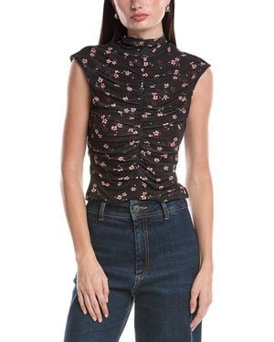 AFRM Jolie Ruched Mock Neck Top - Black