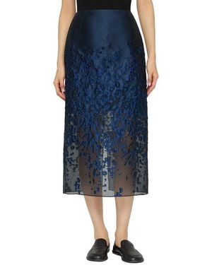 Lafayette 148 New York Straight Midi Skirt - Blue