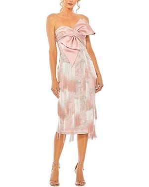 Mac Duggal Bow Front Ombre Fringe Dress - Pink