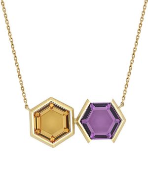 Bony Levy 14K Colour 14K 7.99 Ct. Tw. 2 Amethyst Pendant Necklace - Metallic