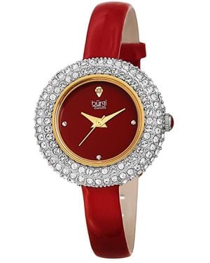 Burgi Burgi Patent Leather Diamond Watch - Red