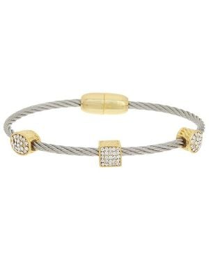 Juvell 18K Plated Cz Bangle Bracelet - White