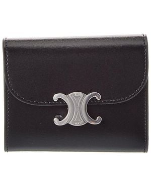Celine Small Flap Leather Wallet - Black