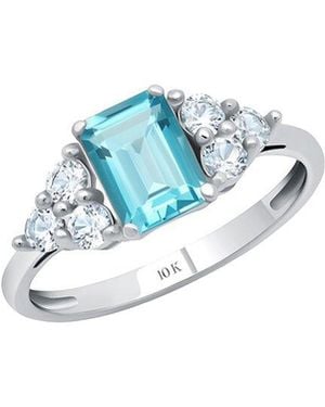 MaxColor 10K 1.00 Ct. Tw. Swiss Topaz Halo Ring - Blue