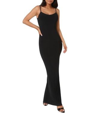 Bebe Backless Lace Inset Maxi Dress - Black