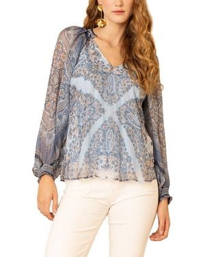 Hale Bob August Silk-Blend Top - Blue