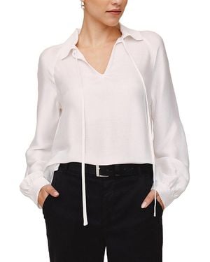 Bella Dahl Long Sleeve Raglan Silk-Blend Pullover - White