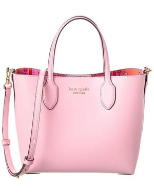 Kate Spade Bleecker Bandana Pop Printed Crossgrain Leather Medium Crossbody Tote - Pink