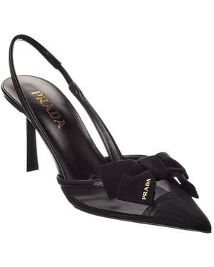 Prada Logo Leather Pump - Black