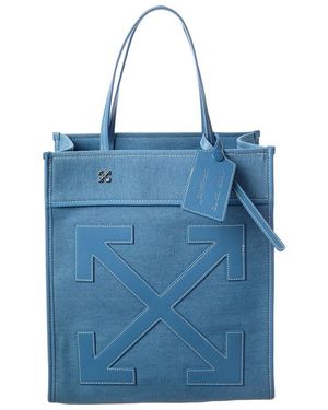 Off-White c/o Virgil Abloh Boxy Large Canvas & Leather Tote - Blue