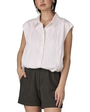 Wit & Wisdom Extended Shoulder Cap Sleeve Collared Shirt - White