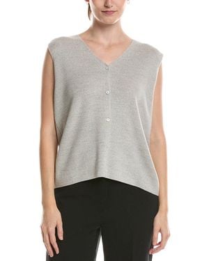 Eileen Fisher Wool V-Neck Vest - Grey