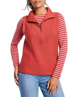 NIC+ZOE Nic & Zoe Quilted Knit Trim Puffer Vest - Red