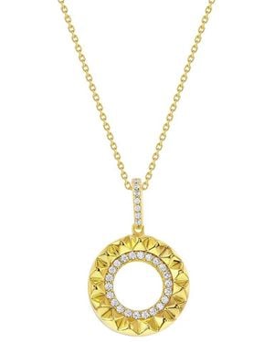 Suzy Levian CZ Jewelry Suzy Levian Cz Rockstud Circle Necklace - Metallic