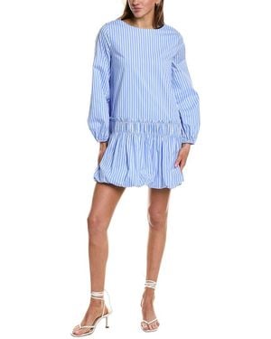 English Factory Stripe Ballon Mini Dress - Blue