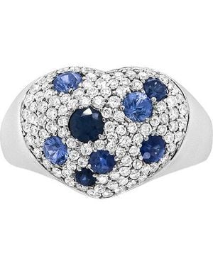 Haus of Brilliance 18K 1.89 Ct. Tw. Diamond & Sapphire Cluster Ring - Blue