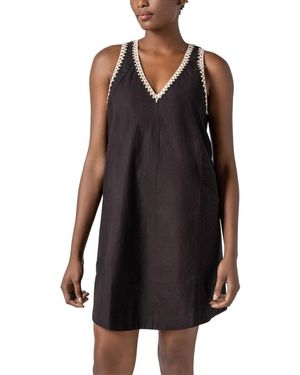 Lilla P Crochet Trim V-Neck Dress - Black