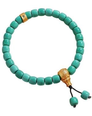 Karma and Luck Plated Stretch Bracelet - Green