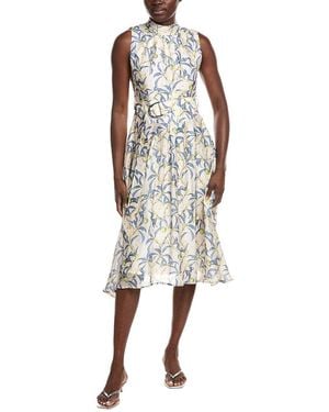 Gracia Printed Sleeveless Waist Band Dress - Blue