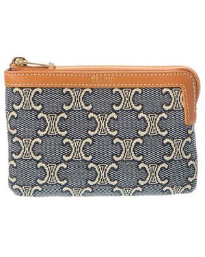 Celine Jacquard Triomphe Canvas & Leather Coin Purse - Grey