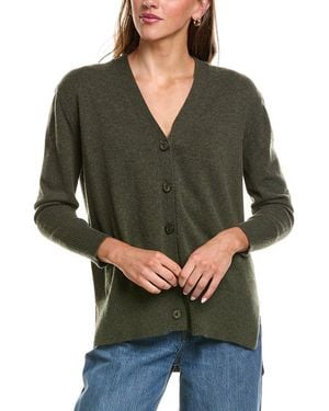 Forte Hi Low Easy Button 100% Cashmere Cardigan - Green